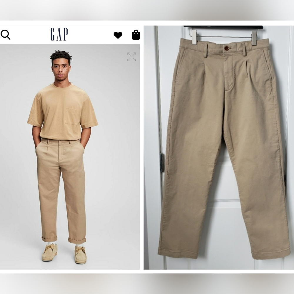 Gap Relaxed Vintage Pleated Khakis with Washwell Iconic Khakis - Sz 30